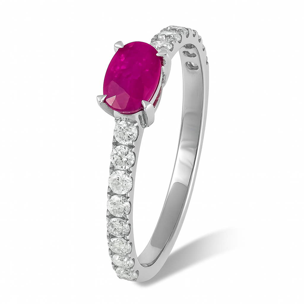 0.74 CT Ruby and Diamond Ring