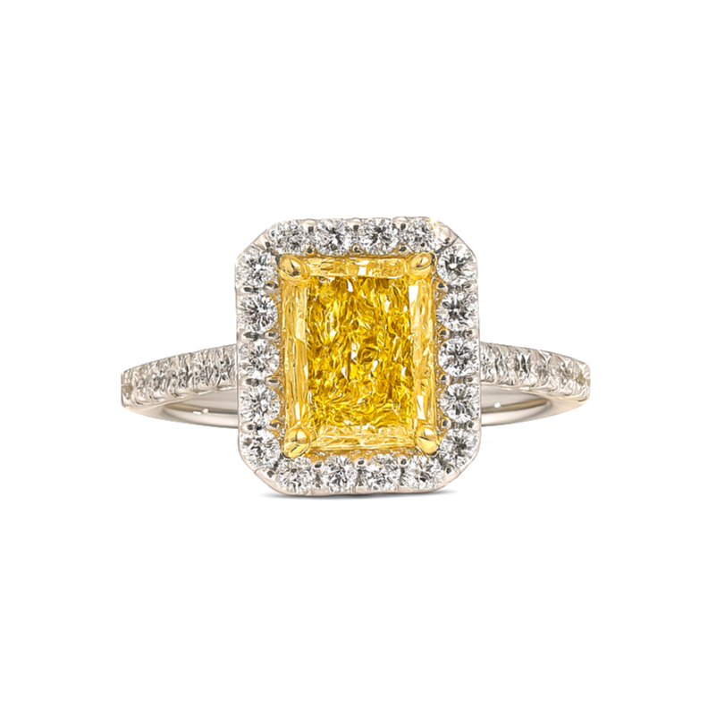 2.07 CT Yellow Diamond Halo Ring