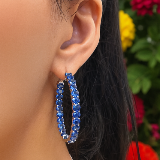 14.01 CT Blue Sapphire Hoops