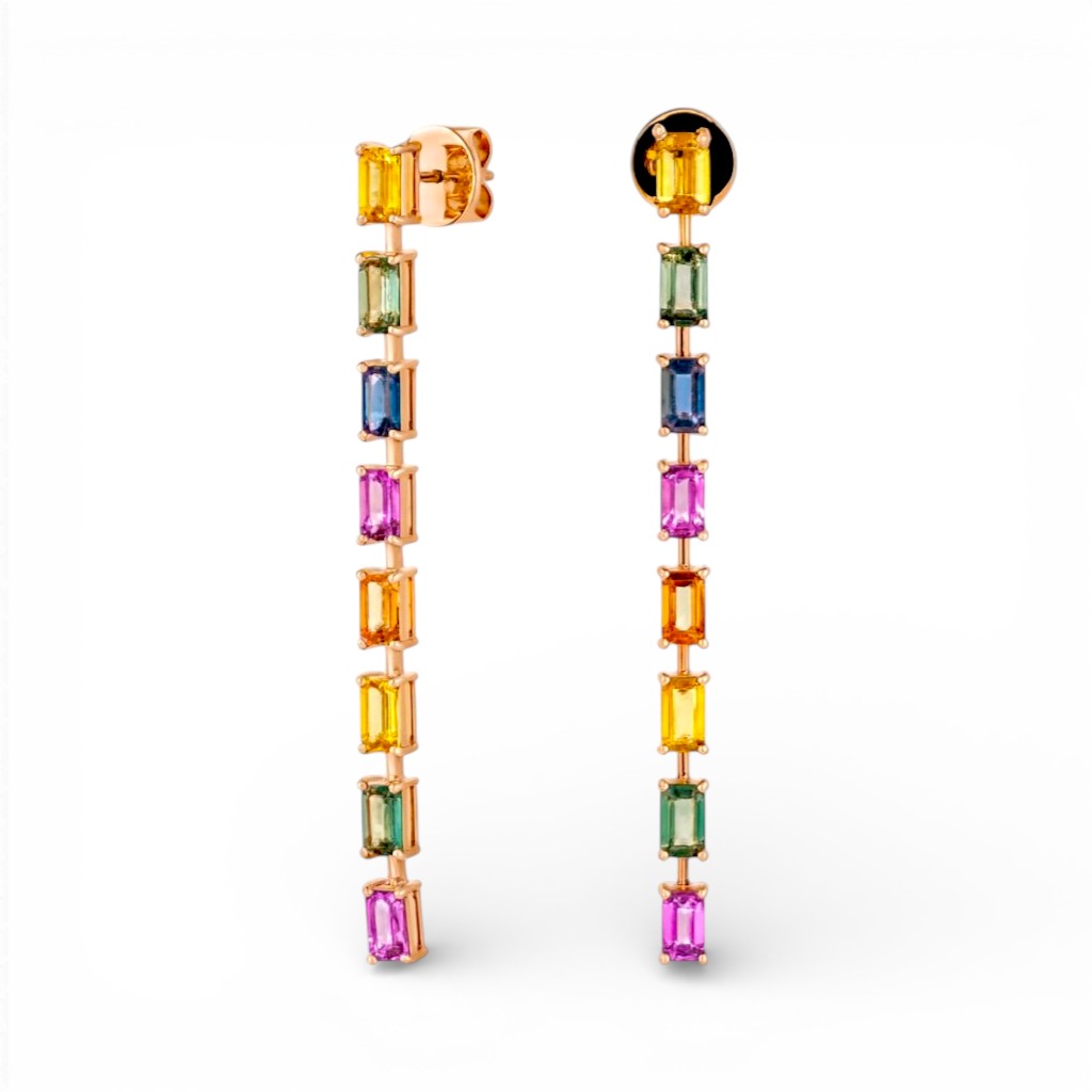 5.58 CT Multi-Sapphire Earrings