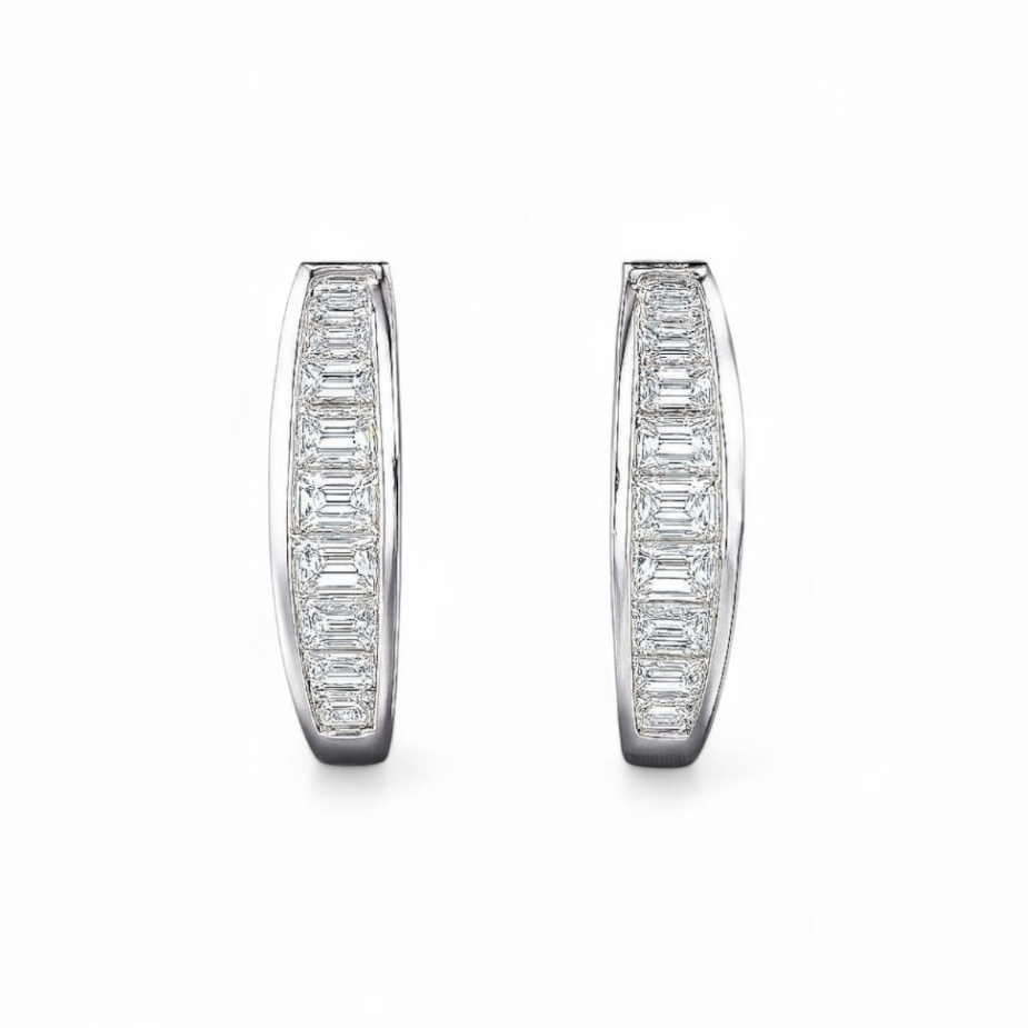 0.76 CT White Gold Diamond Hoops