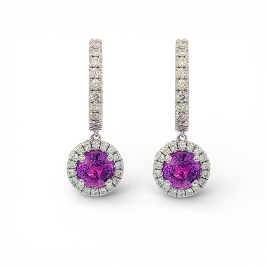 2.54 CT Purple Sapphire Earrings