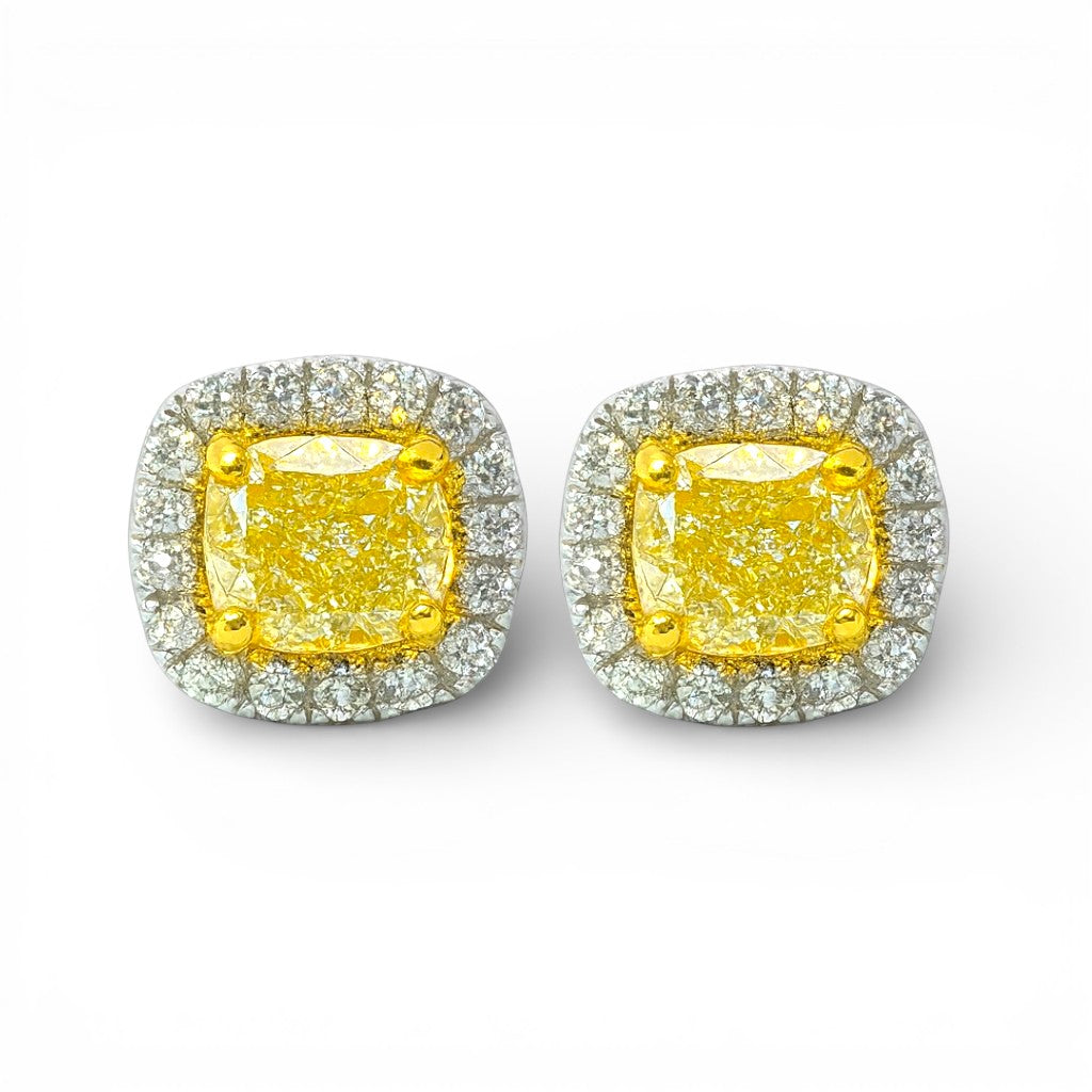 1.43 CT Yellow Diamond Earrings