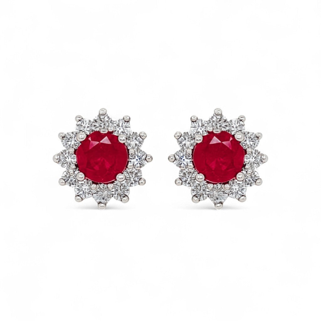 0.32 CT Ruby and Diamond Studs