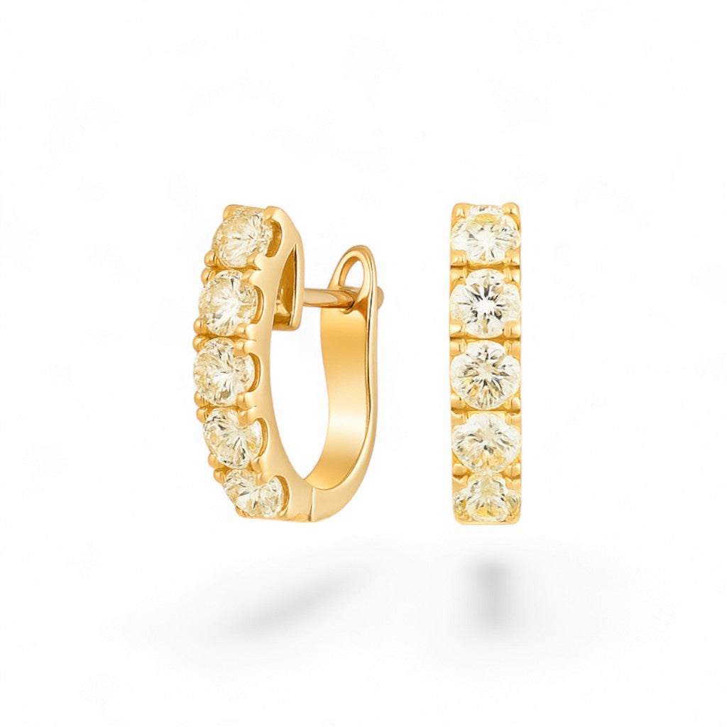 0.97 CT Yellow Diamonds Huggies