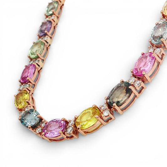 4.83 CT Multi Sapphire Necklace