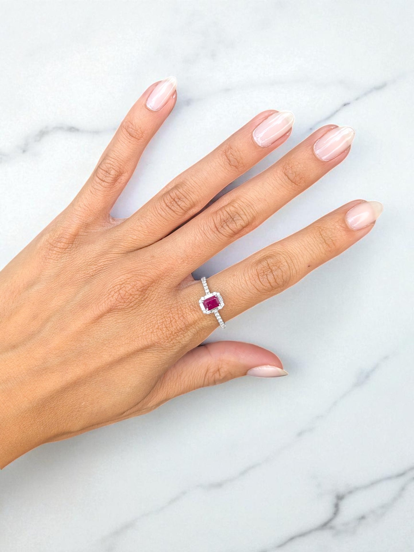 0.65 CT Ruby Halo Ring