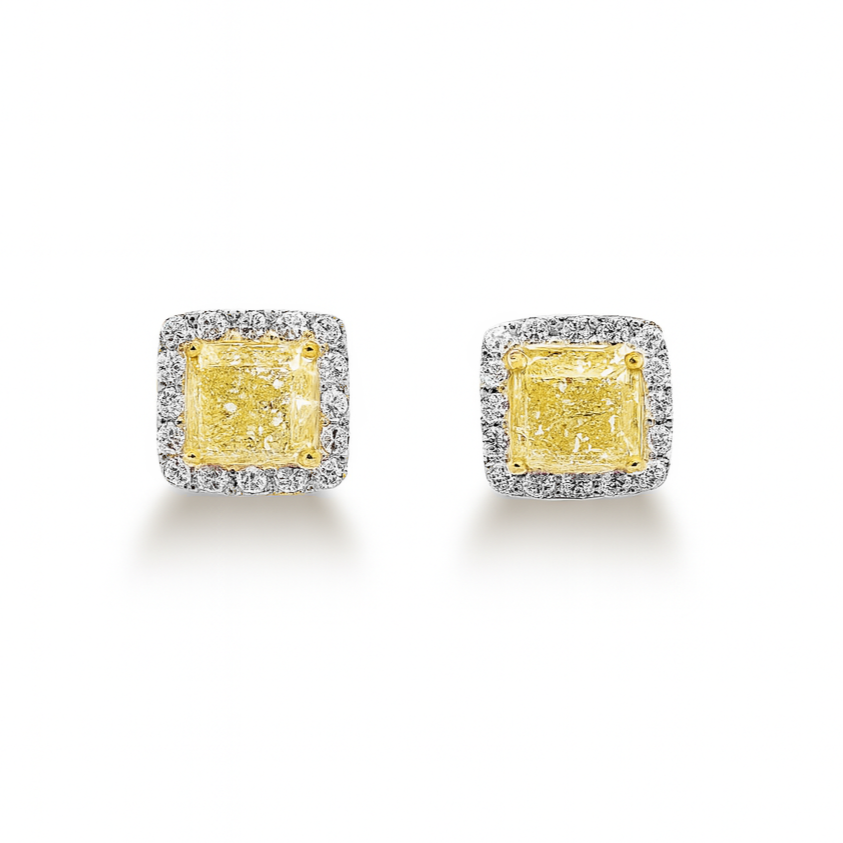 3.12 CT Yellow Diamond Studs
