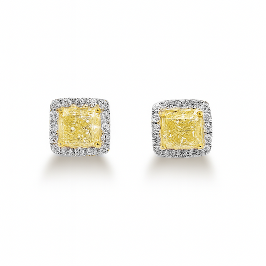 3.12 CT Yellow Diamond Studs
