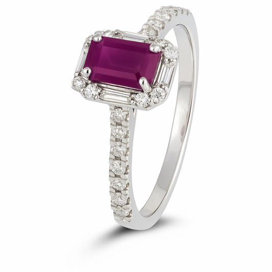 0.65 CT Ruby Halo Ring