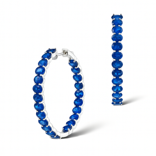 14.01 CT Blue Sapphire Hoops