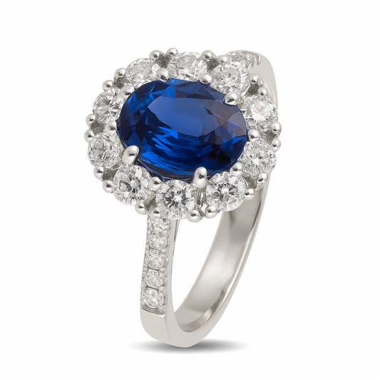 1.43 CT Sapphire and Diamond Ring