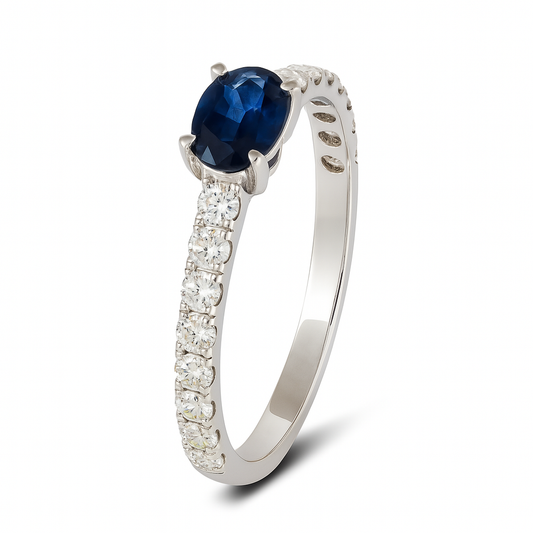 0.54 CT Sapphire & Diamond Ring