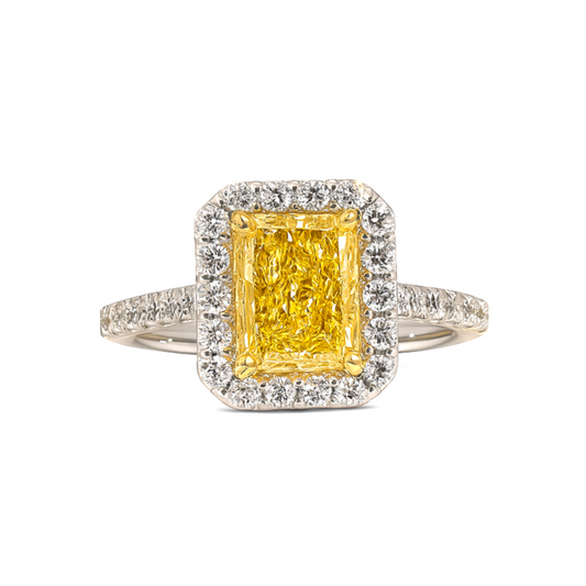 2.07 CT Yellow Diamond Halo Ring