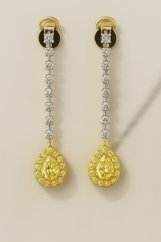 0.83 CT Yellow Diamond Earrings