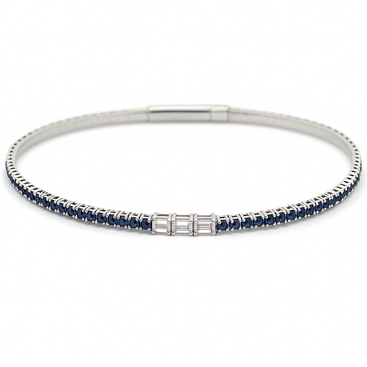 0.89 CT Sapphire & Diamond Bangle