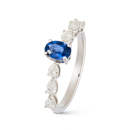 0.63 CT Sapphire and Diamond Ring
