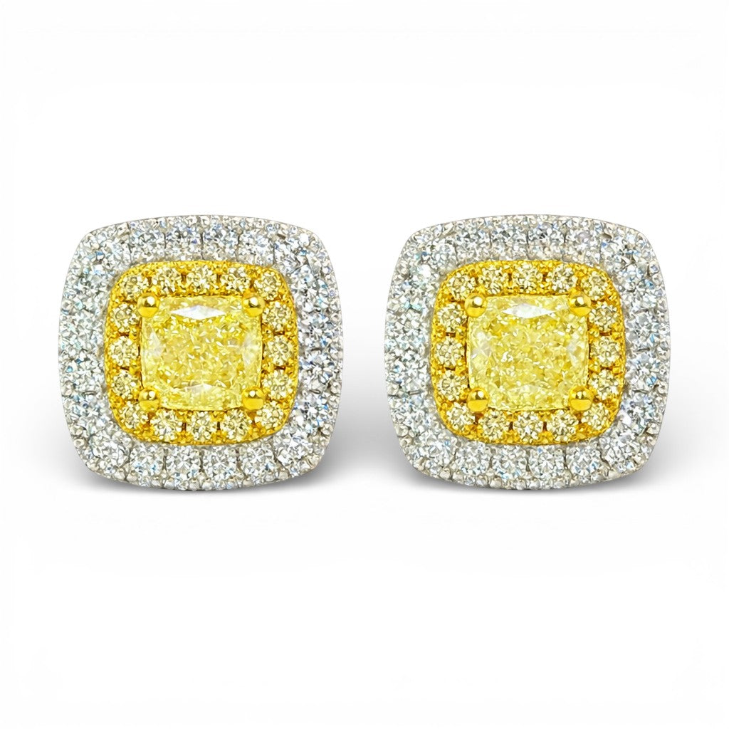 1.01 CT Yellow Diamond Earrings