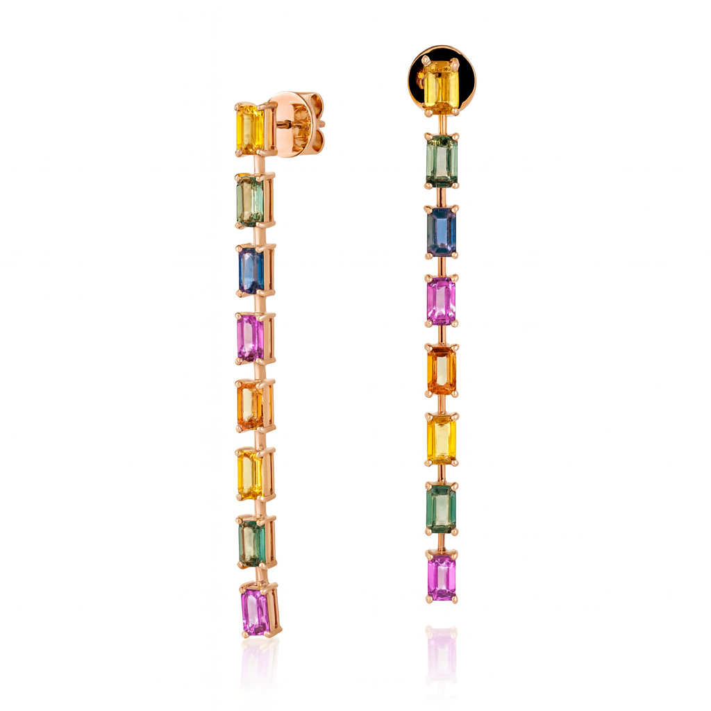 5.58 CT Multi-Sapphire Earrings