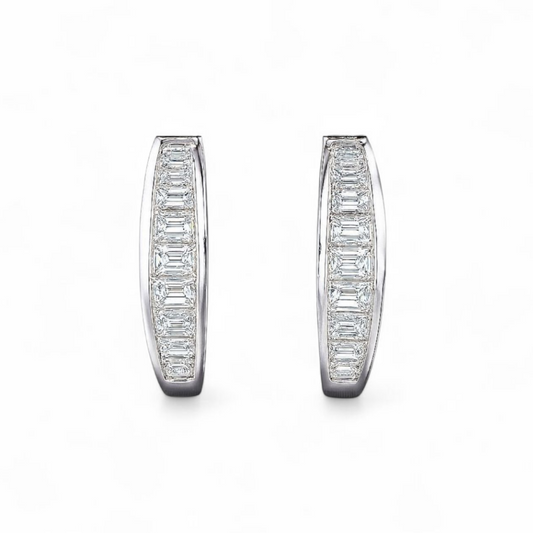 0.76 CT White Gold Diamond Hoops