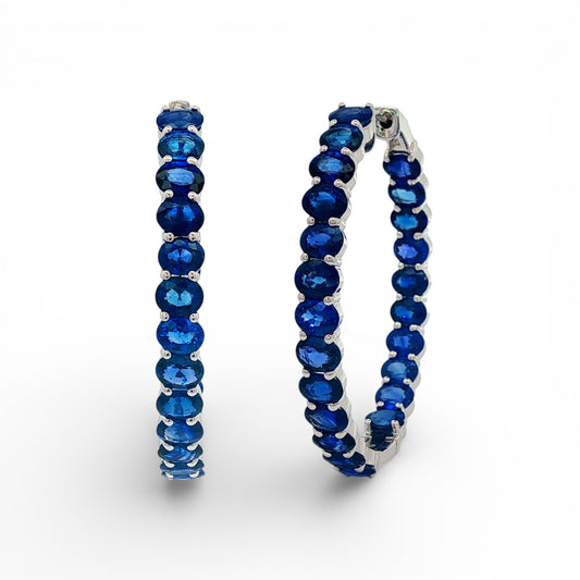 14.01 CT Blue Sapphire Hoops