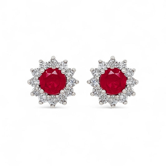 0.32 CT Ruby and Diamond Studs