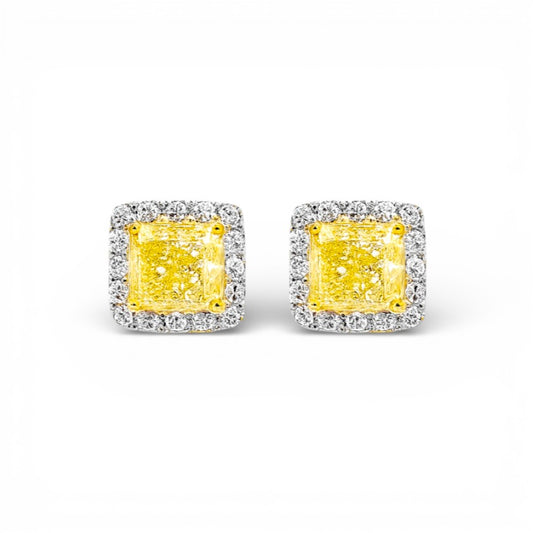 3.12 CT Yellow Diamond Studs