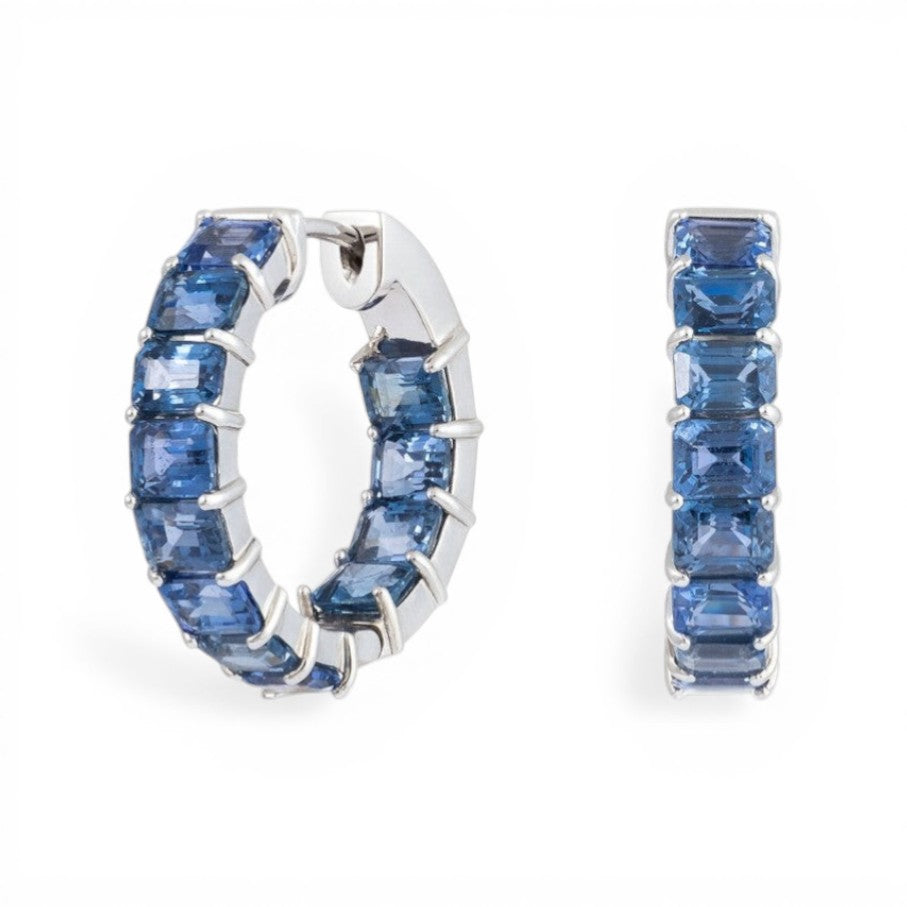 6.81 CT Sapphire Hoop Earrings