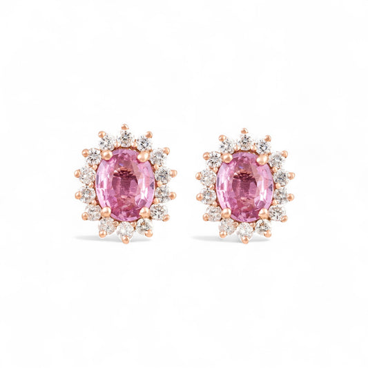 1.01 CT Pink Sapphire Diamond studs