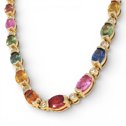 15.44 CT Muti Sapphires Necklace