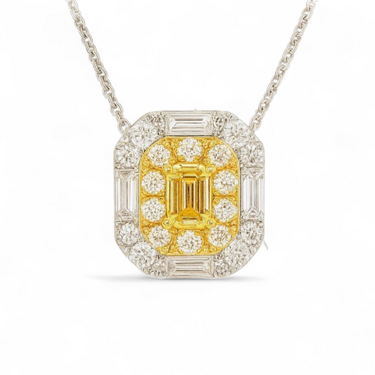 0.44 CT Yellow Diamond Halo Pendant