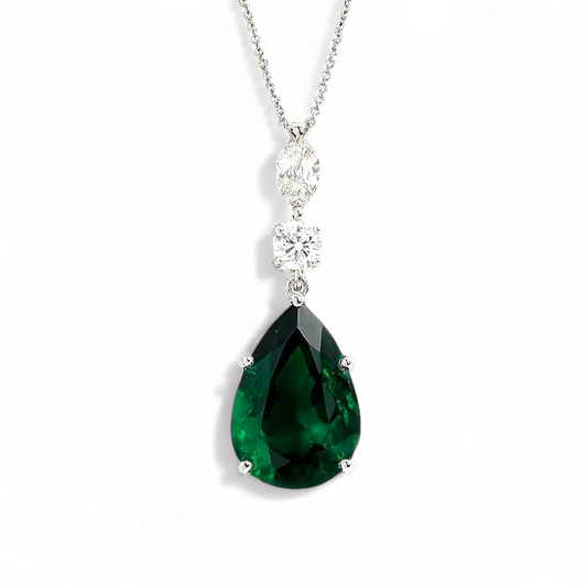 3.63 CT Emerald and Diamond Pendant