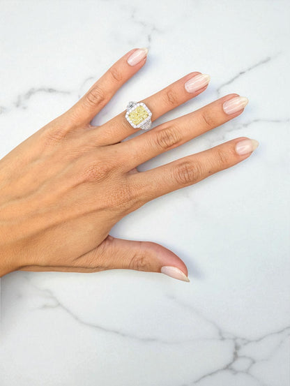 4.01 CT Yellow Diamond Halo Ring