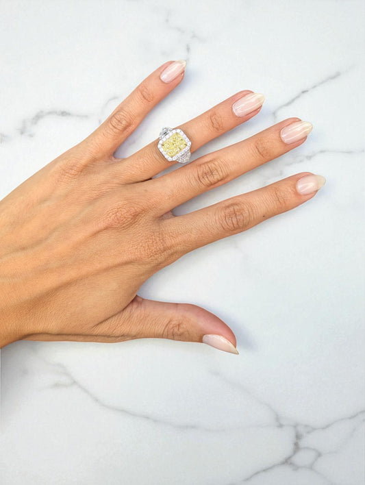 4.01 CT Yellow Diamond Halo Ring