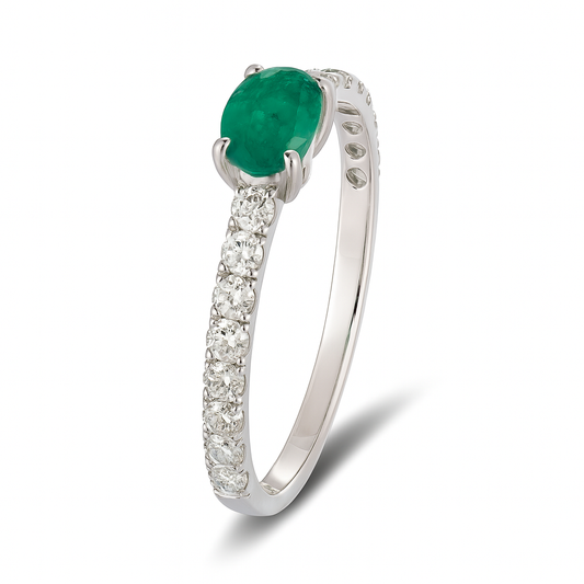 0.87 CT Emerald Elegance White Gold Ring