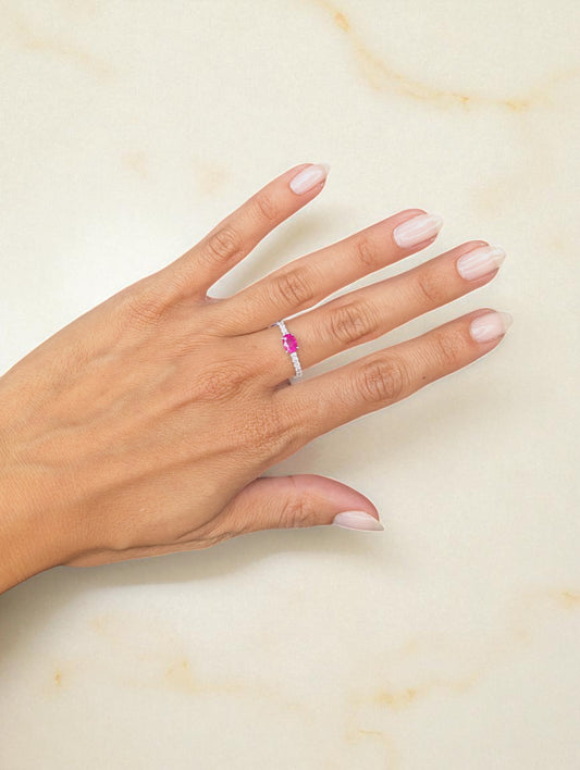 0.74 CT Ruby and Diamond Ring