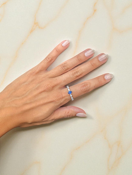 0.63 CT Sapphire and Diamond Ring