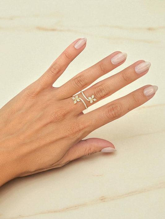 0.45 CT Yellow Diamond Flower Ring
