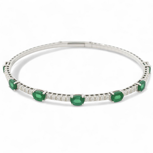 1.51 CT Emerald and Diamond Tennis Bracelet