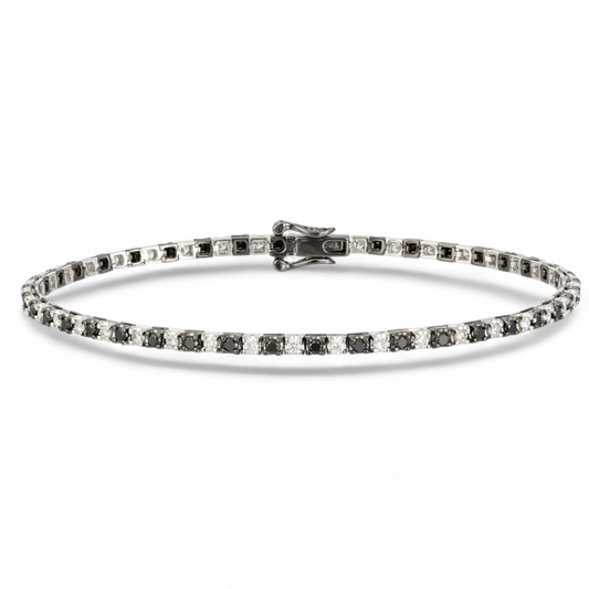 1.54 CT Black and White Diamond Bracelet